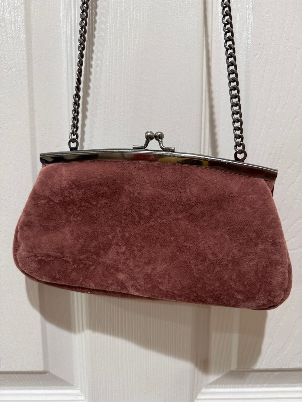 Universal Thread Suede Kiss-Lock Chain Shoulder Bag / Clutch - Dusty Rose